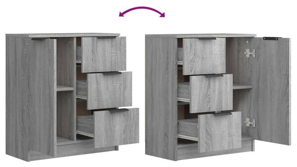 VidaXL Tálalószekrény Szett - Sonoma Szürke - 2 db - 60x30x70 cm