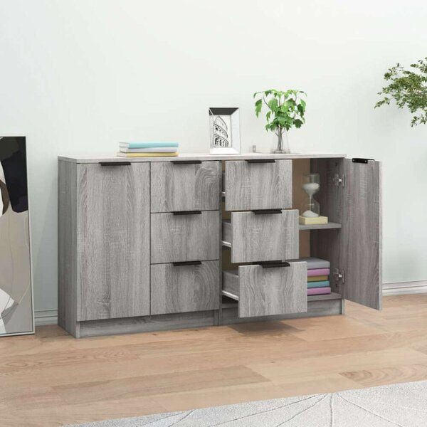 VidaXL Tálalószekrény Szett - Sonoma Szürke - 2 db - 60x30x70 cm