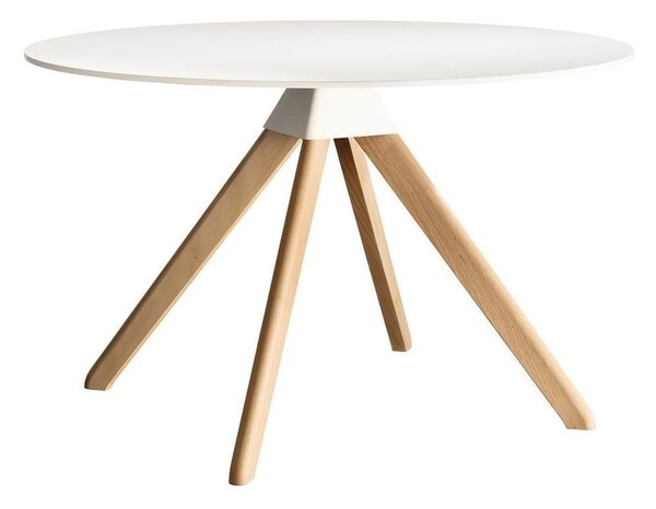 Cuckoo fehér étkezőasztal bükkfa lábakkal, ø 120 cm - Magis