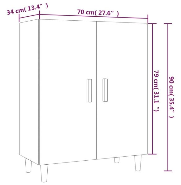 VidaXL Fehér Fa Tálalóasztal - 70x34x90 cm