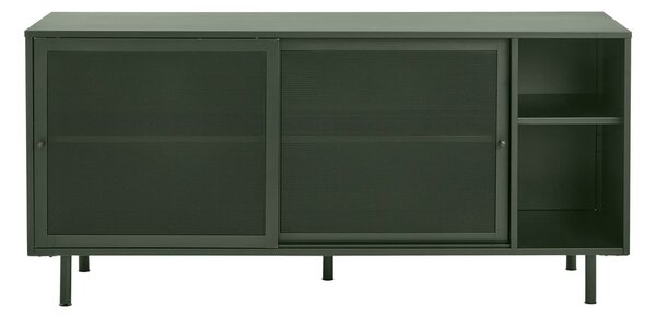 Sötétzöld fém alacsony komód tolóajtóval 160x75 cm Veep – Unique Furniture