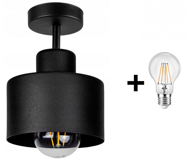 Glimex LAVOR fix mennyezeti lámpa fekete 1x E27 + ajándék LED izzó