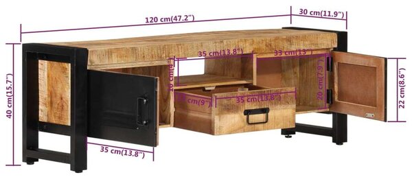 VidaXL tömör mangófa TV-szekrény 120 x 30 x 40 cm