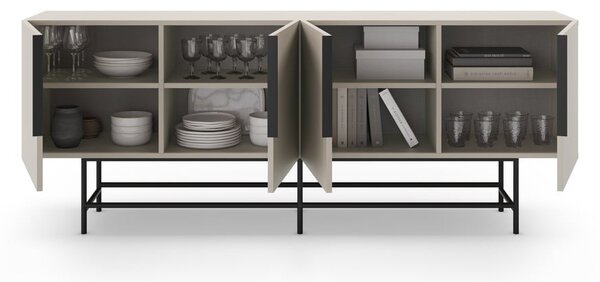 Krémszínű alacsony komód 200x77,5 cm Eldia – Marckeric