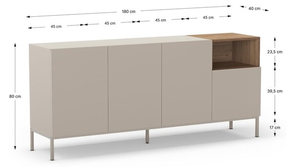 Krémszínű komód 180x80 cm Cailin – Marckeric
