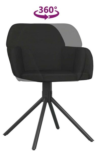 VidaXL Forgó Bársony Étkezőszék - Fekete - 2 db