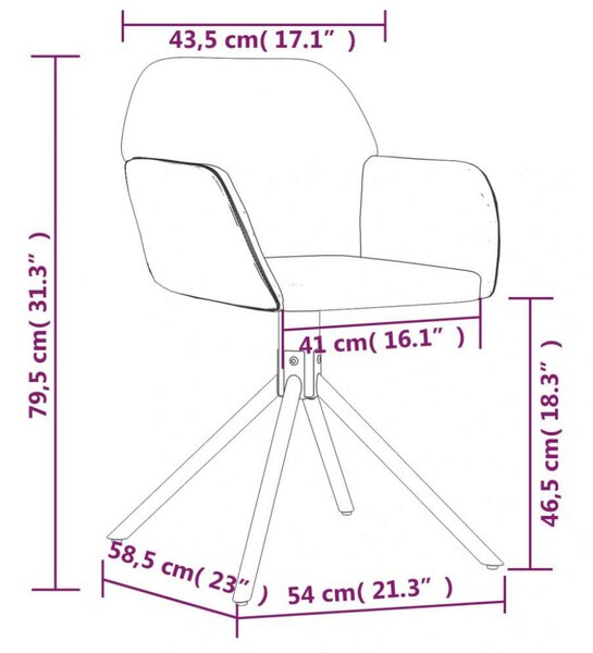 VidaXL Forgó Bársony Étkezőszék - Fekete - 2 db