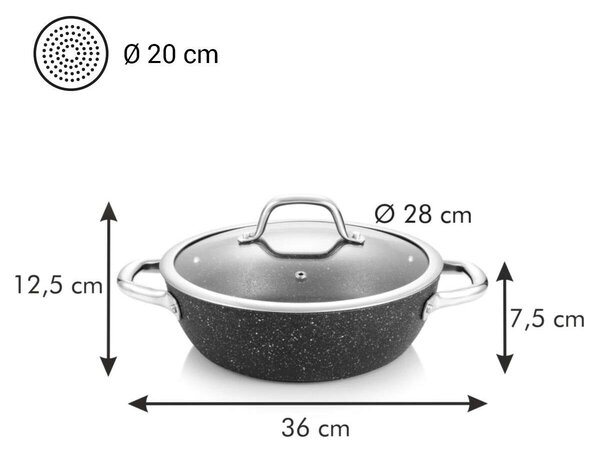 Tescoma PRESIDENT Stone Mély serpenyő fedővel ø 28 cm