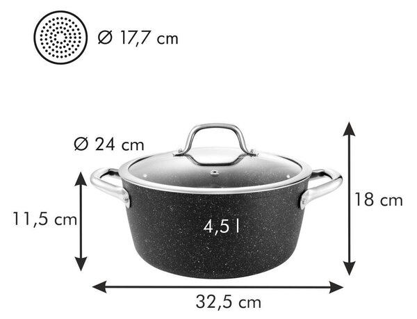 Tescoma PRESIDENT Stone Lábas fedővel ø 24 cm, 4.5 l