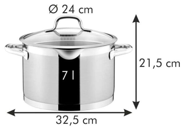 Tescoma PRESIDENT fazék szűrő fedővel ø 24 cm, 7.0 l