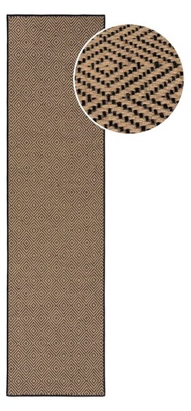 Fekete-natúr színű juta futószőnyeg 60x230 cm Diamond – Flair Rugs