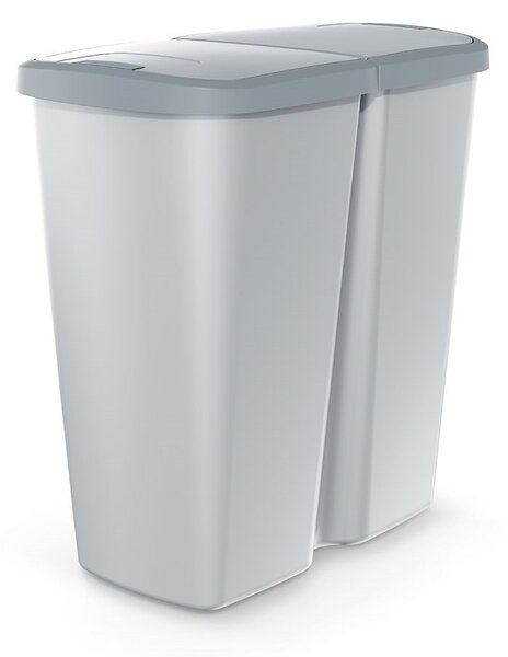 Hulladékgyűjtő Prosperplast COMPACTA Q DUO, 45 l hamu színben, világosszürke fedéllel