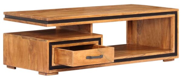 Akácfa Dohányzóasztal - Fiókkal és Polccal - 100x45x33 cm