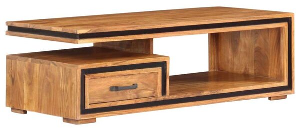 Akácfa Dohányzóasztal - Fiókkal és Polccal - 100x45x33 cm