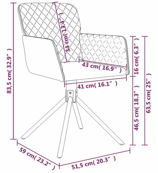 VidaXL Forgó Étkezőszék - Bársony - Világosszürke - 2 db