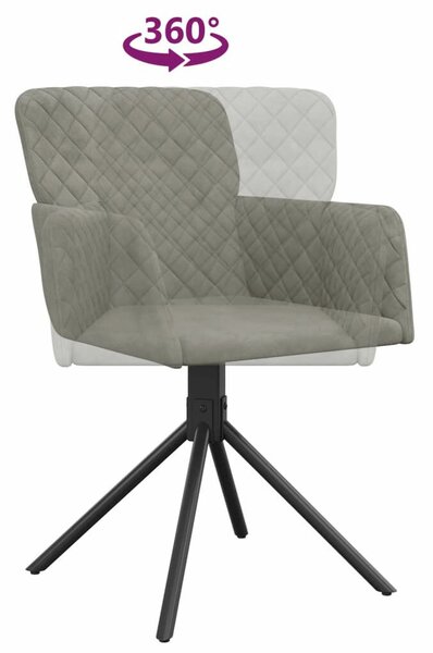 VidaXL Forgó Étkezőszék - Bársony - Világosszürke - 2 db