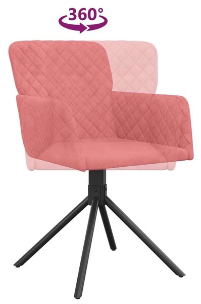 VidaXL Forgó Bársony Étkezőszék - Rózsaszín - 2 db