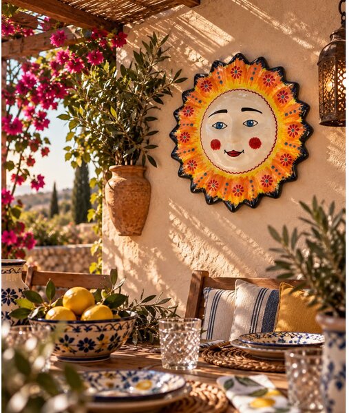 Sol de Andalucía kézzel festett spanyol kerámia nap fali dísz – 27 cm