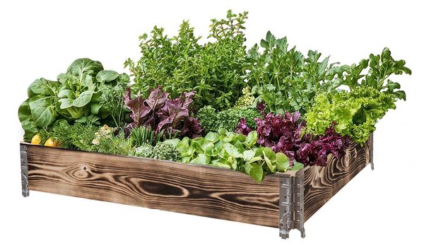 ATMOWOOD Fa magaságyás szerelvényekkel 120 x 100 x 20 cm - égetett felület