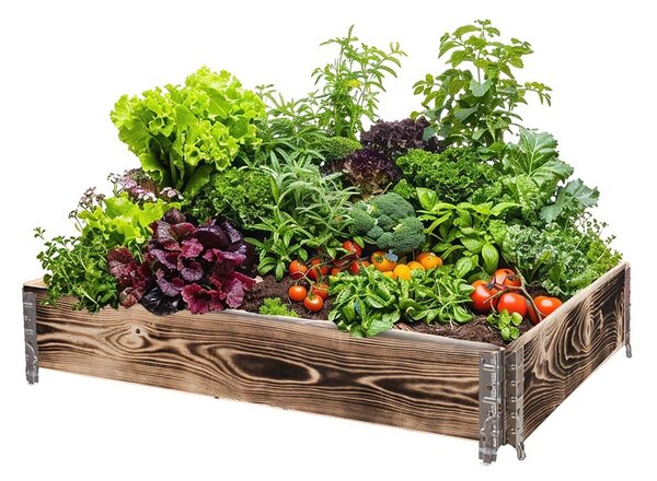 ATMOWOOD Fa magaságyás szerelvényekkel 120 x 80 x 20 cm - égetett felület