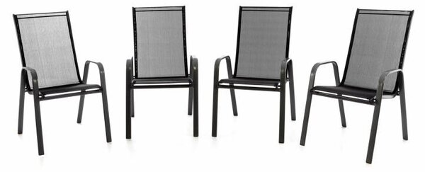 Kerti készlet 4 db rakásolható szék - fekete