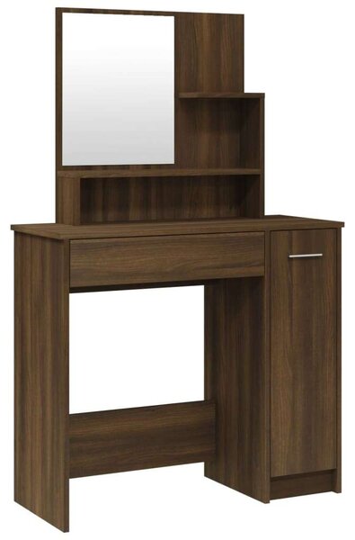 VidaXL Sminkasztal Tükörrel - Barna Tölgy - 86,5x35x136 cm