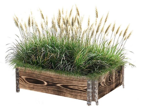 ATMOWOOD Fa magaságyás szerelvényekkel 80 x 60 x 20 cm - égetett felület