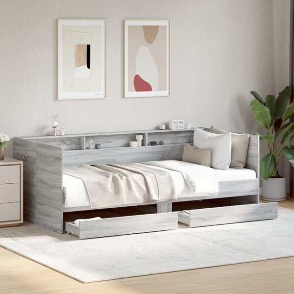 VidaXL szürke sonoma kanapéágy fiókkal matrac nélkül 90x190 cm