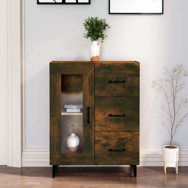 VidaXL füstös tölgy színű szerelt fa tálalószekrény 69,5 x 34 x 90 cm
