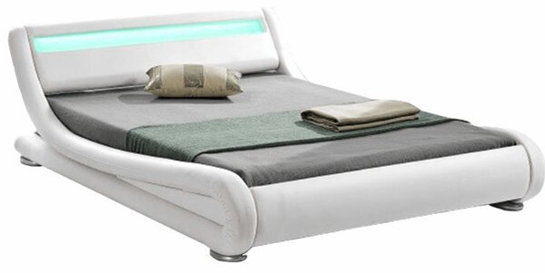 KONDELA Modern ágy RGB LED világítással, fehér, 180x200, FILIDA