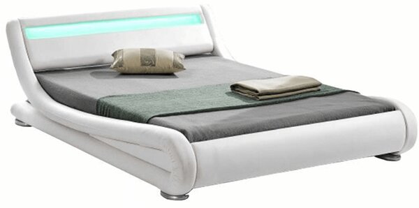 KONDELA Modern ágy RGB LED világítással, fehér, 160x200, FILIDA