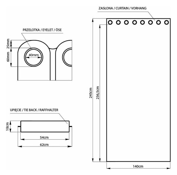 Krémszínű dimout (részleges sötétítő) függöny 140x245 cm Kierra – Restilo