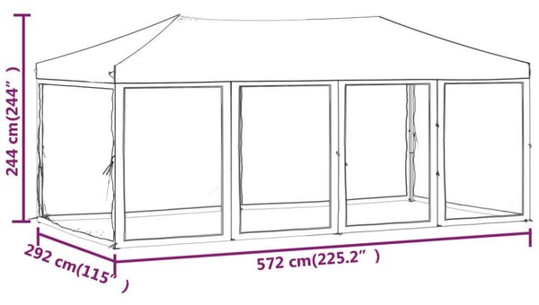 VidaXL összecsukható partisátor oldalfalakkal 3x6 m, antracitszürke