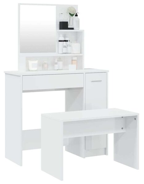 VidaXL Sminkasztal Szett - Fehér Magasfényű - 86,5x35x136 cm