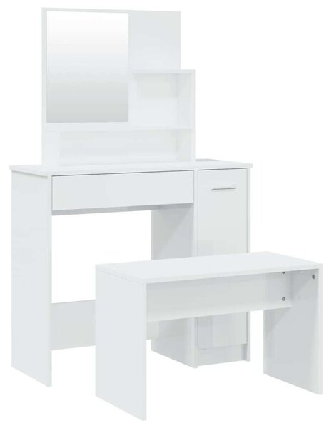 VidaXL Sminkasztal Szett - Fehér Magasfényű - 86,5x35x136 cm