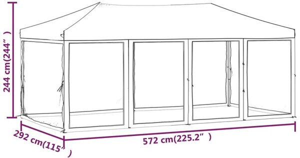 VidaXL Rendezvénysátor - Összecsukható, 3x6m, Fehér