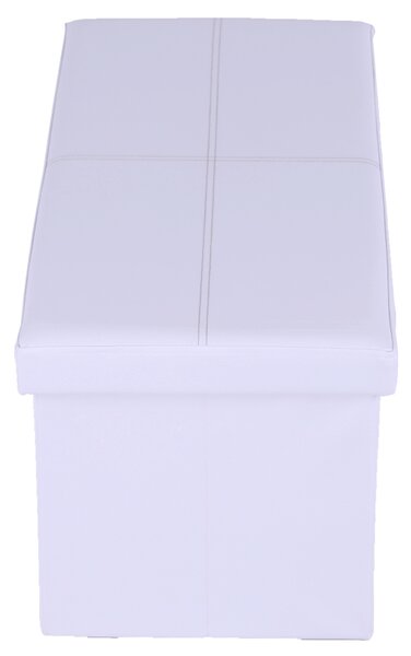 KONDELA Összecsukható puff, fehér textilbőr, IMRA
