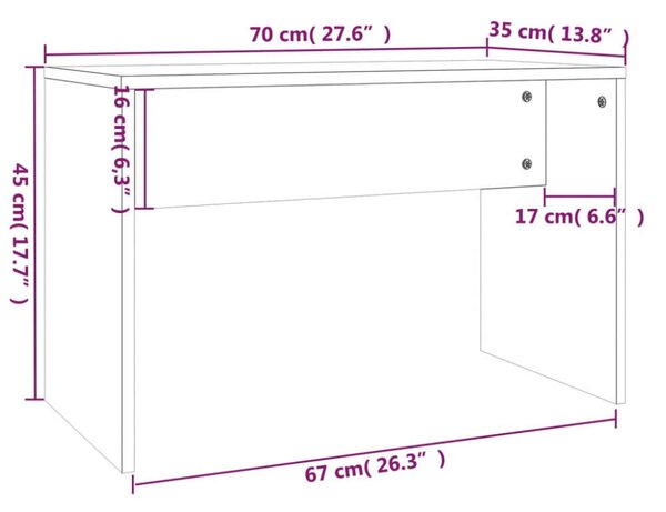 VidaXL Fésülködőasztal Szett - Füstös Tölgy - 86,5x35x136 cm