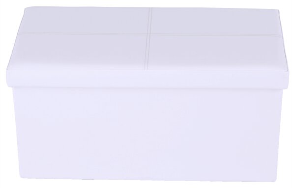 KONDELA Összecsukható puff, fehér textilbőr, IMRA