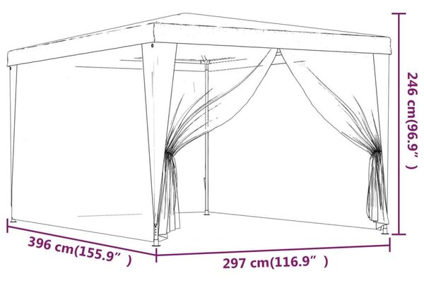 VidaXL Rendezvénysátor 3x4m, Kék