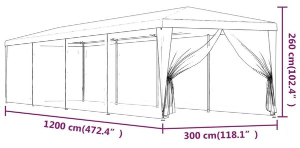VidaXL Rendezvénysátor - 3x12m - Kék