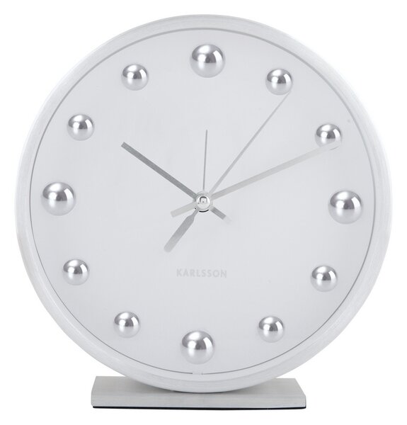 Karlsson 5970WH dizájner asztali óra/ébresztőórafehér, 16 cm átmérővel