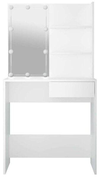 VidaXL Sminkasztal LED-del - Fehér - 74,5x40x141 cm