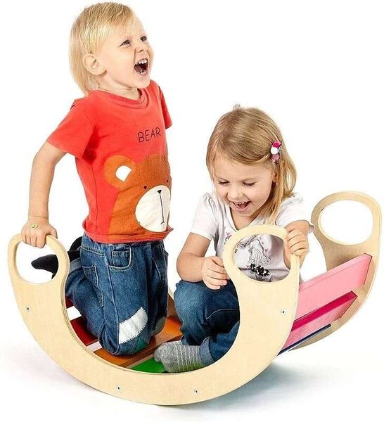 Pepita gyerek Montessori Készségfejlesztő fa egyensúlyozó - szivárvány