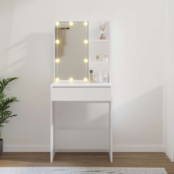VidaXL Sminkasztal LED-del - Fehér - 60x40x140 cm