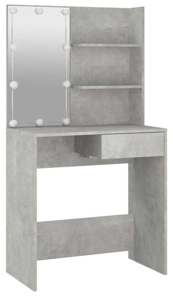 VidaXL LED-es Sminkasztal - Beton Szürke - 74,5x40x141cm