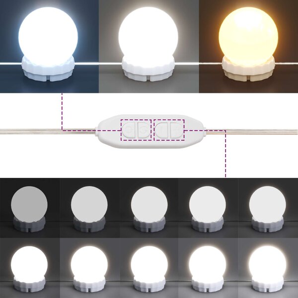 VidaXL Sminkasztal LED-del - Fehér - 60x40x140 cm