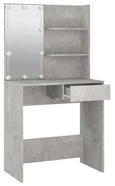 VidaXL LED-es Sminkasztal - Beton Szürke - 74,5x40x141cm