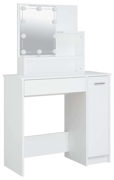 Fehér LED-es Sminkasztal Szett Székkel