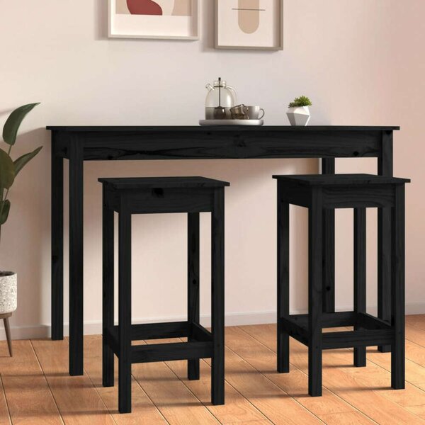 VidaXL Fekete Fenyőfa Bárszék - 2 db - 40x40x78 cm